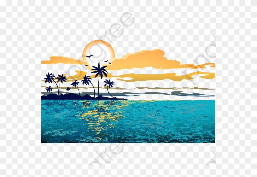 clipart waves sunset