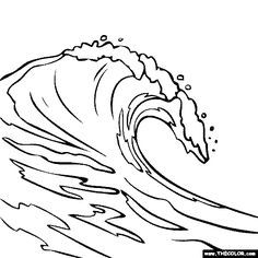 Clipart waves coloring page. Breaking wave illustrations in