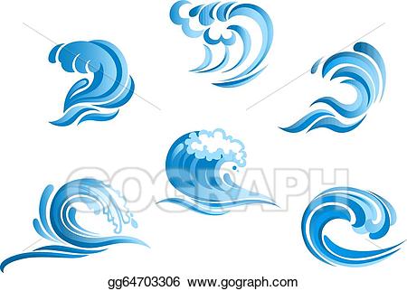 Eps vector set of. Waves clipart curling wave