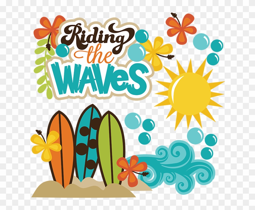Riding the svg beach. Clipart waves surfboard