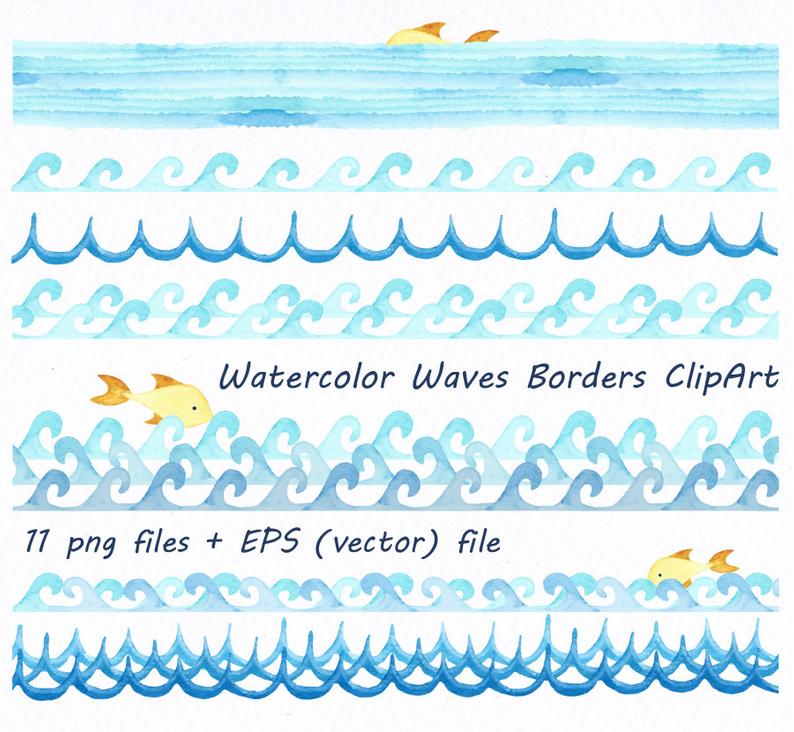 clipart waves watercolor