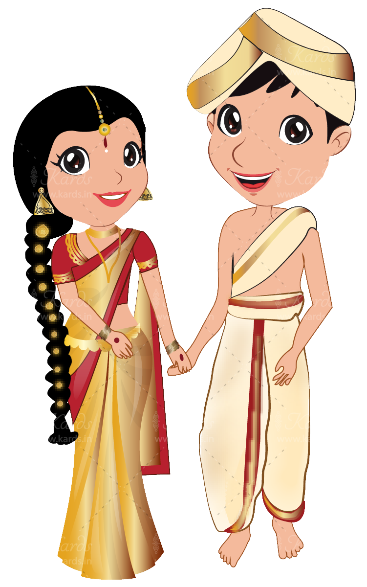 Kannada couple wedding design. Invitation clipart tamil