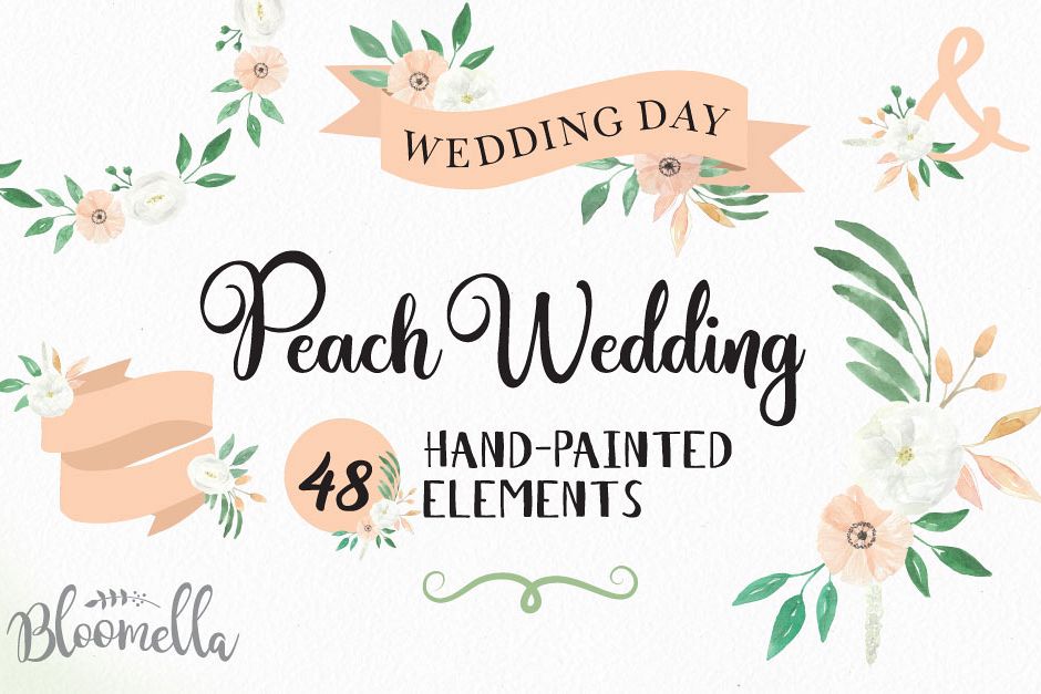 peach clipart wedding