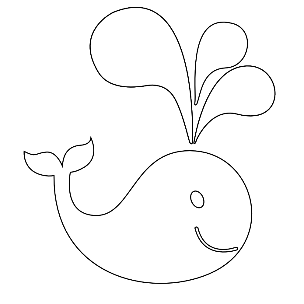 clipart whale black and white
