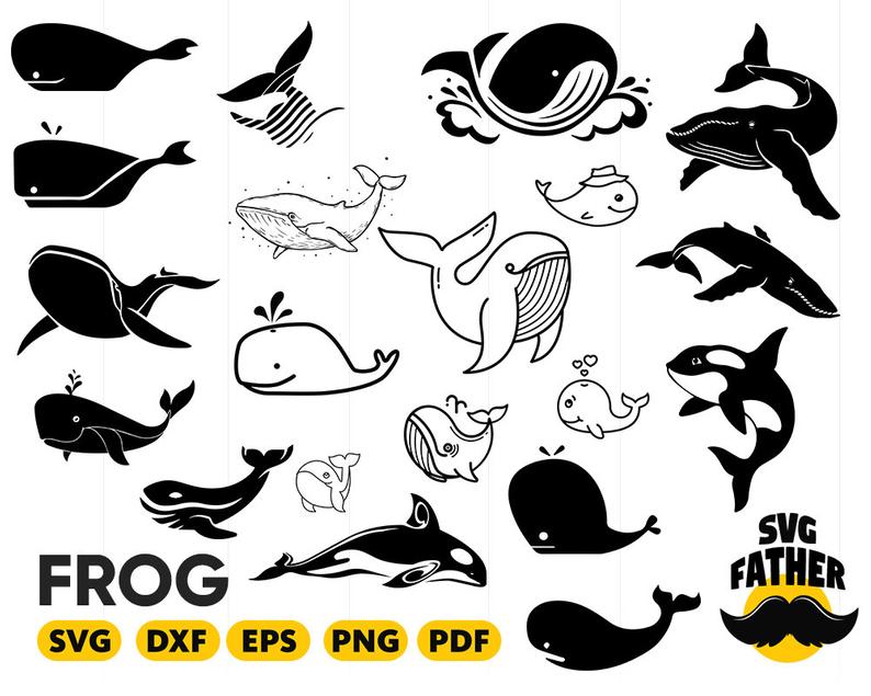Clipart whale monogram. Svg silhouette file vector