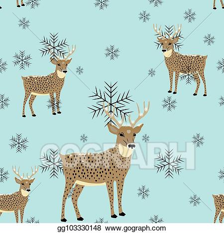 Deer clipart winter. Vector seamless pattern christmas