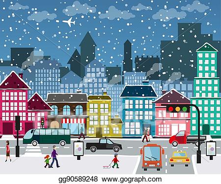 clipart winter town