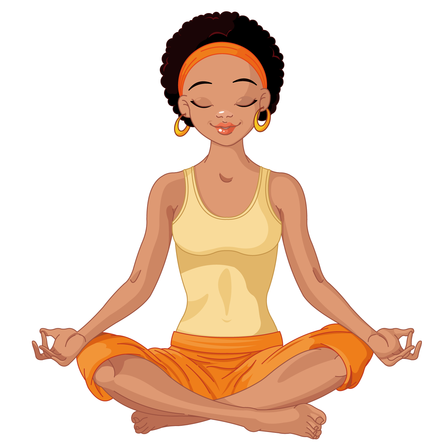 Yoga lotus position african. Meditation clipart illustration