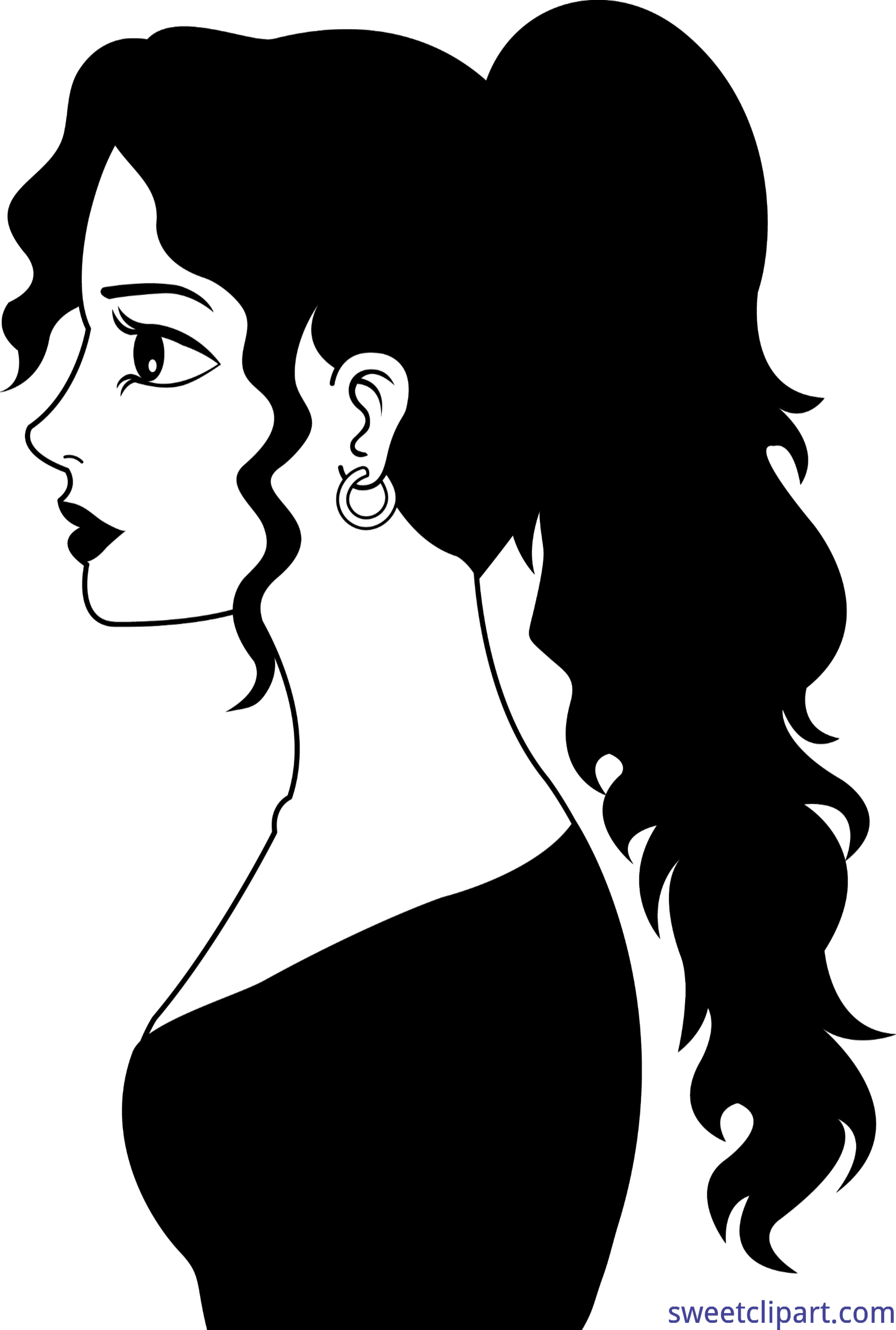 clipart woman black and white