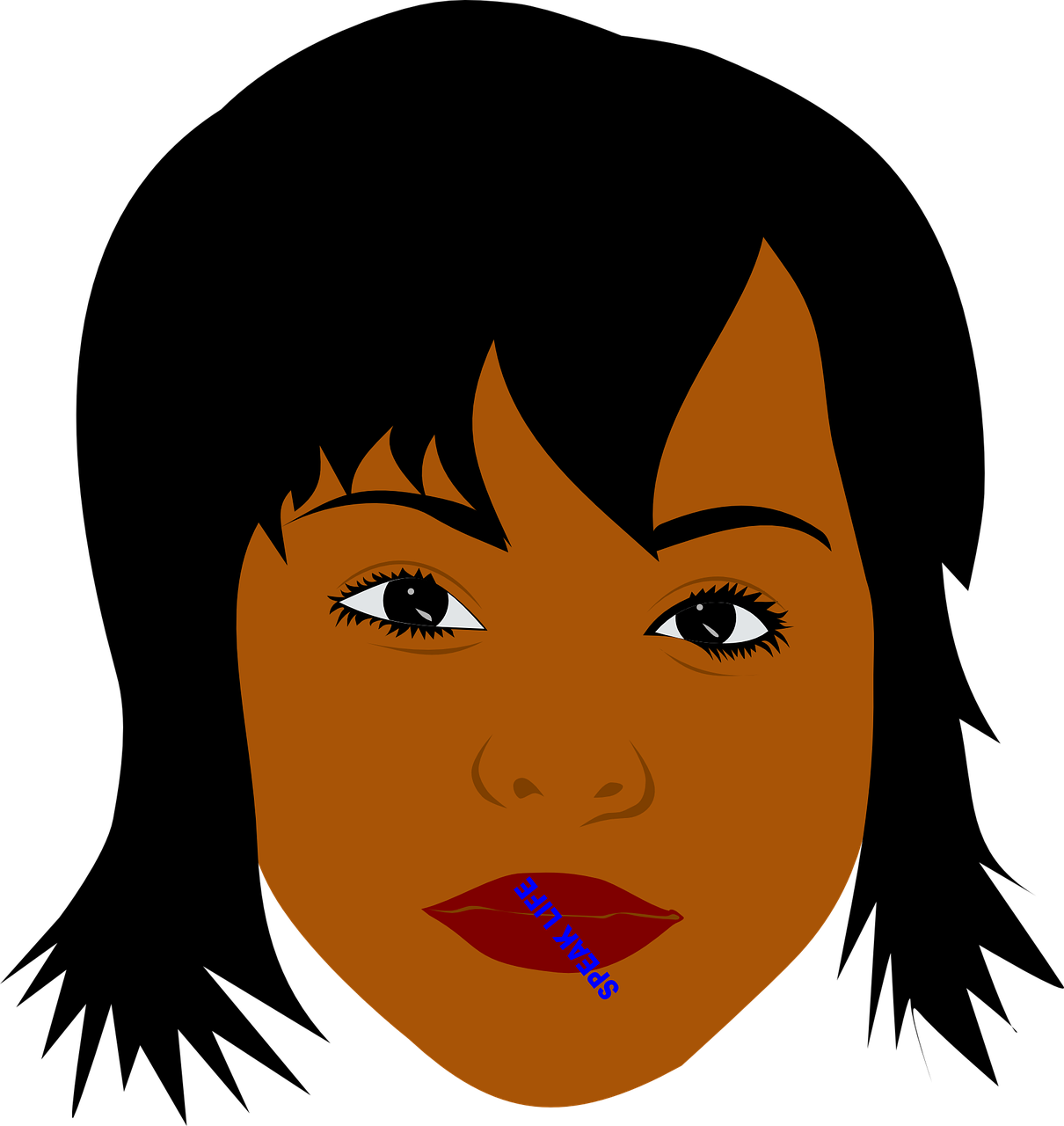 Clipart woman black hair. Afro clip art lips