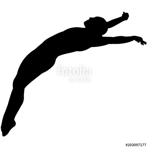 Clipart woman diving. Silhouette female diver girl