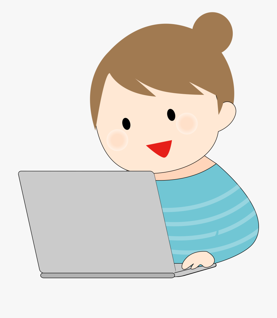 Clipart woman laptop. Working with a big
