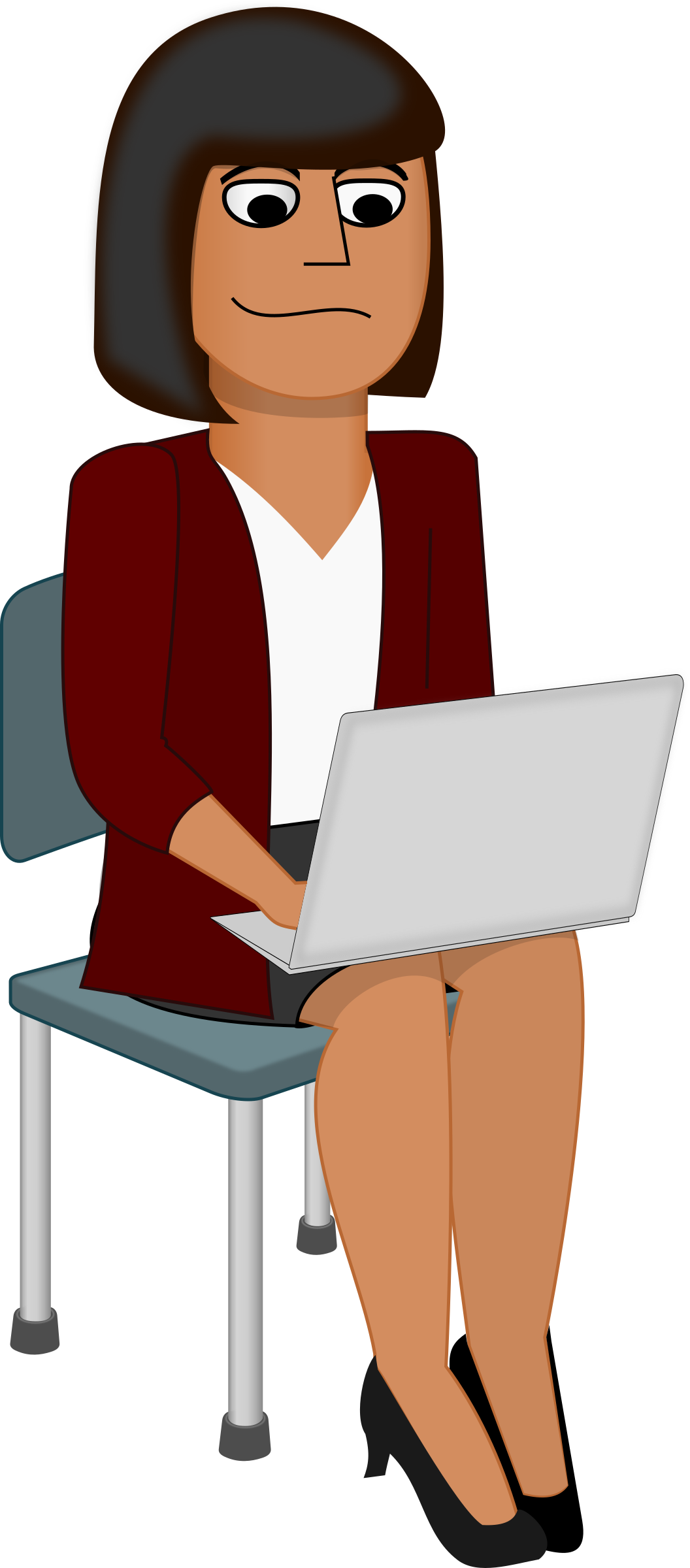 Clipart woman laptop. Young with icons png