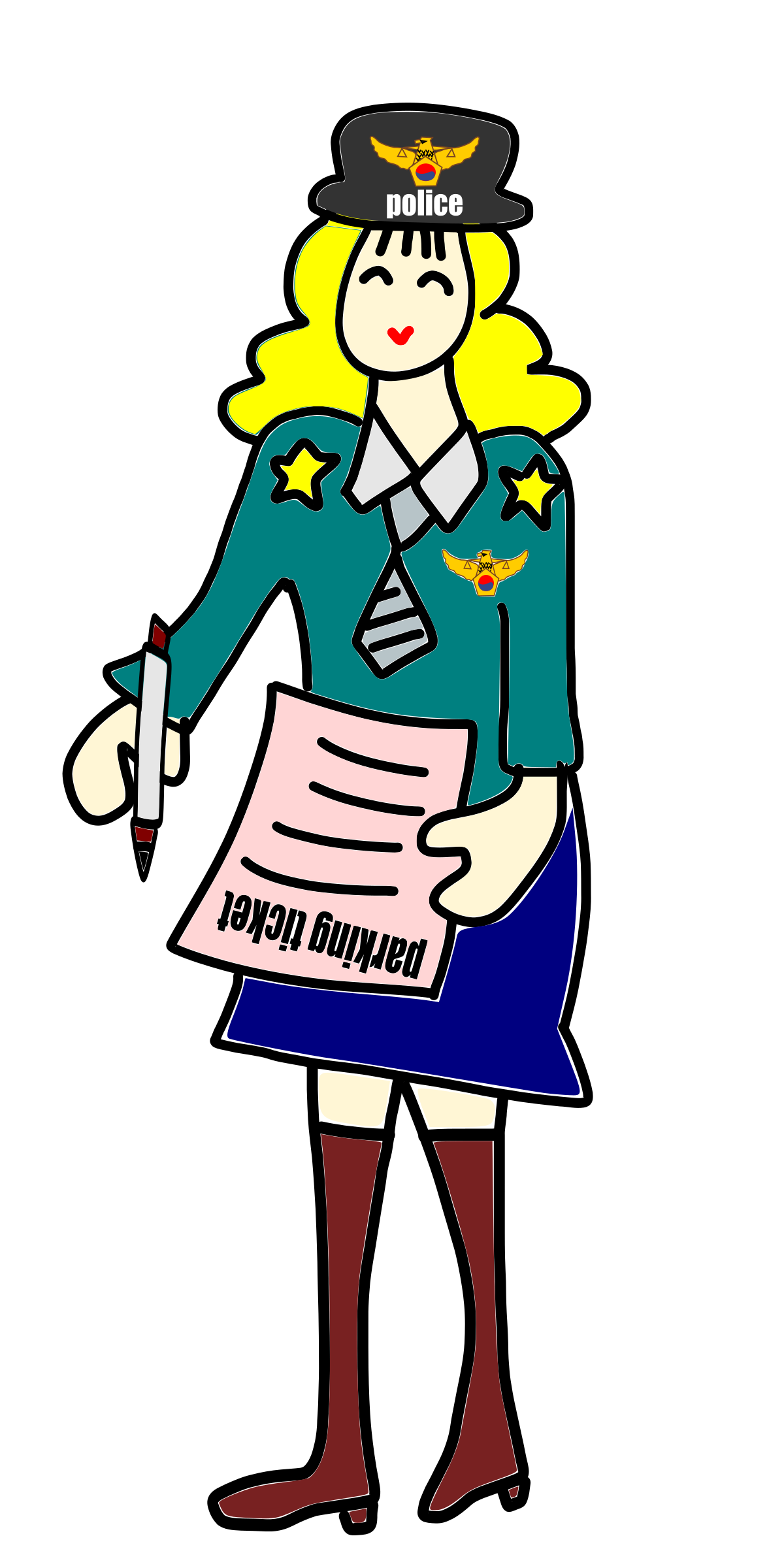 Ticket clipart extra. Police officer woman with