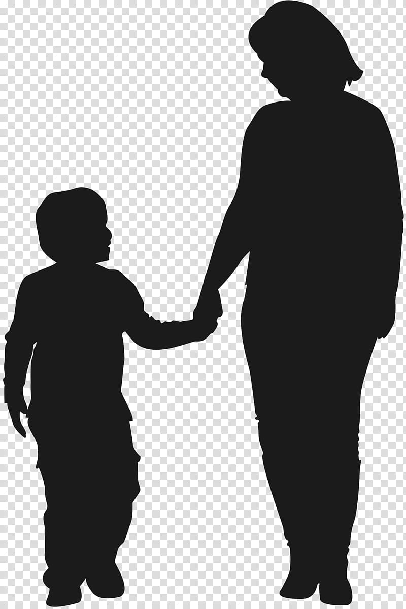 Son clipart woman child. Silhouette of and art