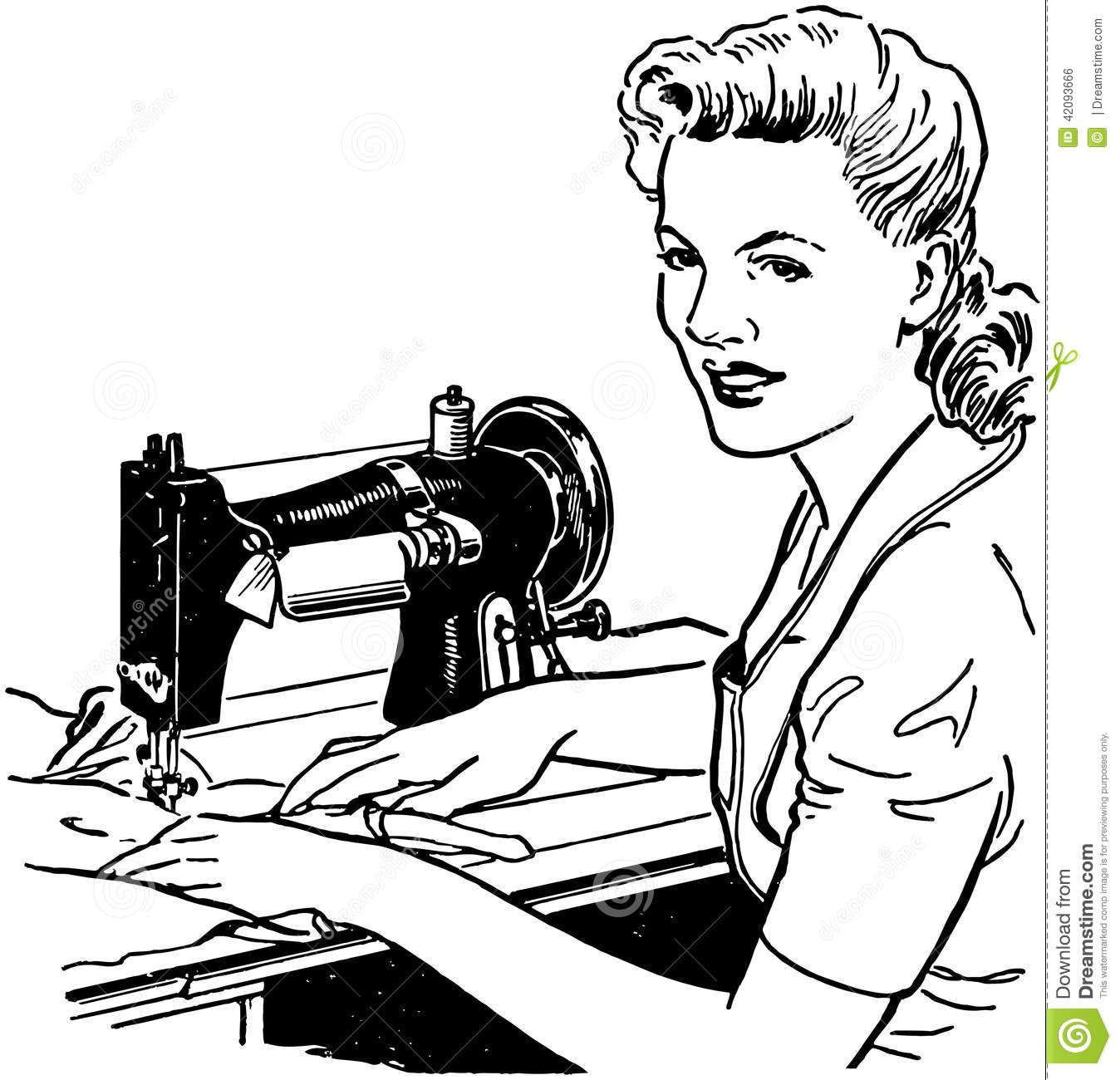 Woman photo about graphics. Sewing clipart dress repair shop
