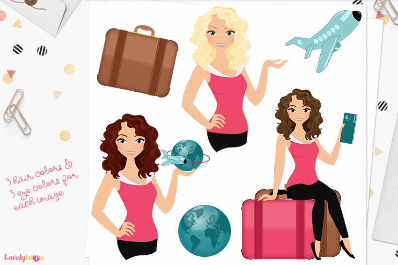clipart woman travel