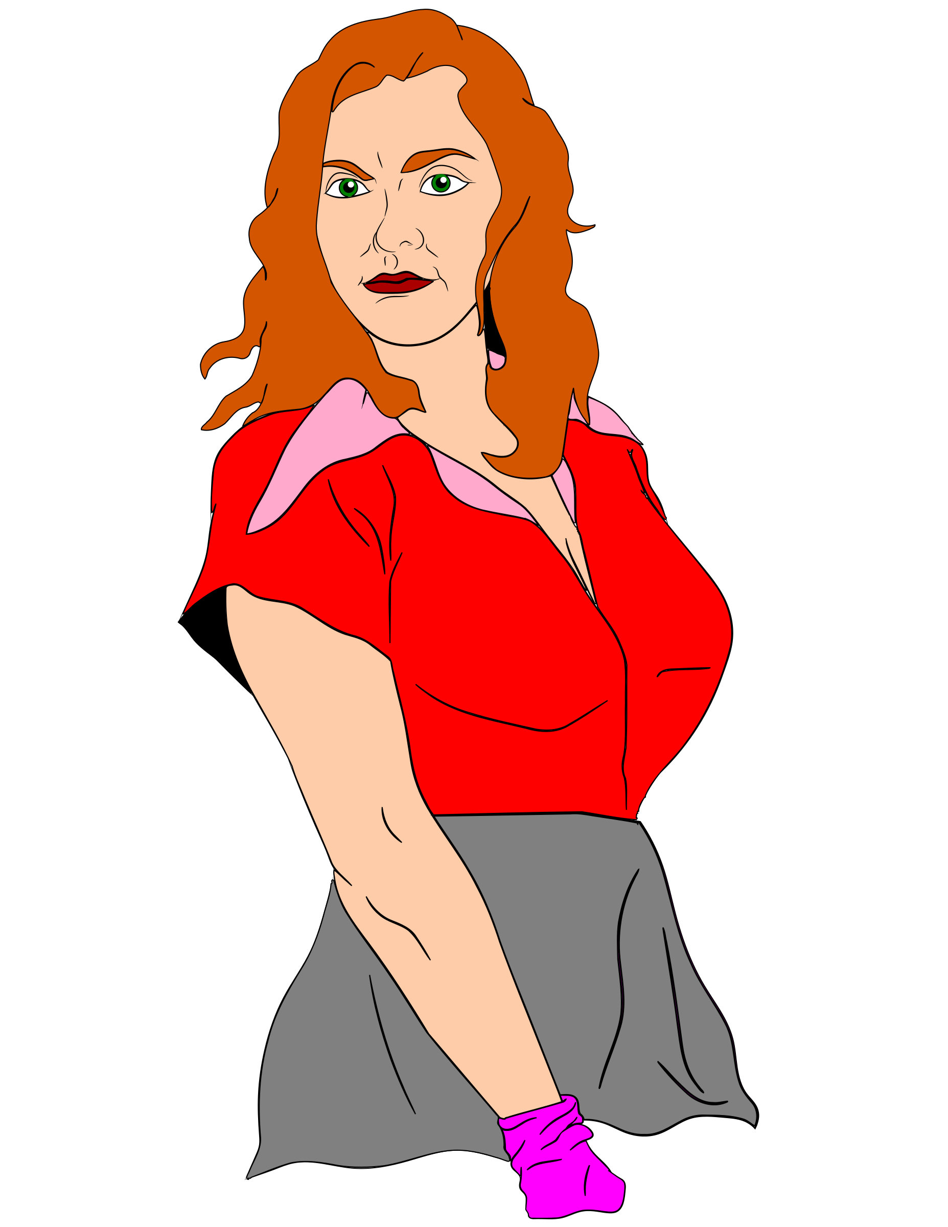 Lady clipart vector. Color toon girl big