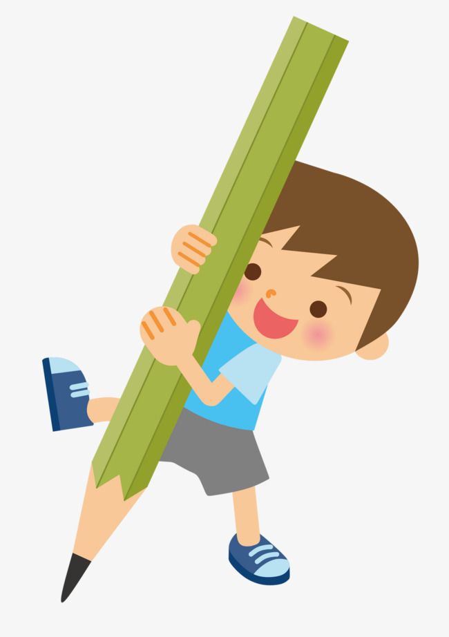 Hand painted boy with. Clipart writing cartoon