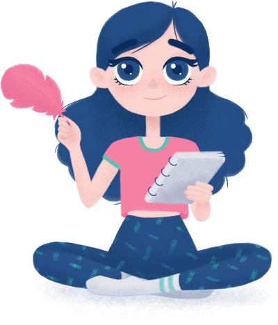 Community of professional writers. Writer clipart female author