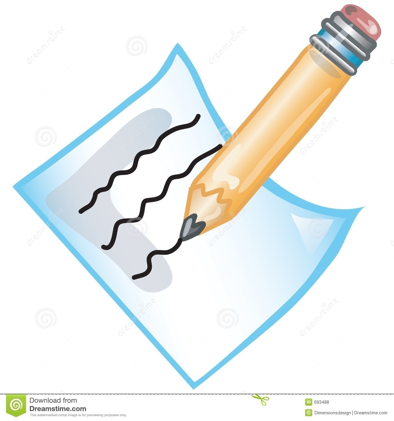 clipart writing paper and pencil