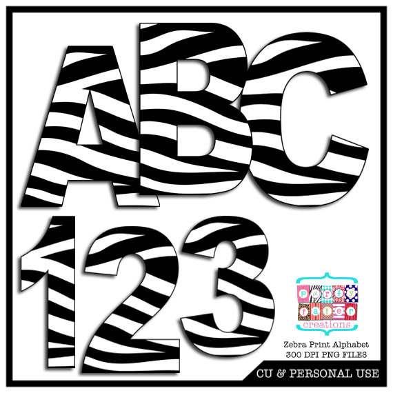 Print digital and number. Clipart zebra alphabet