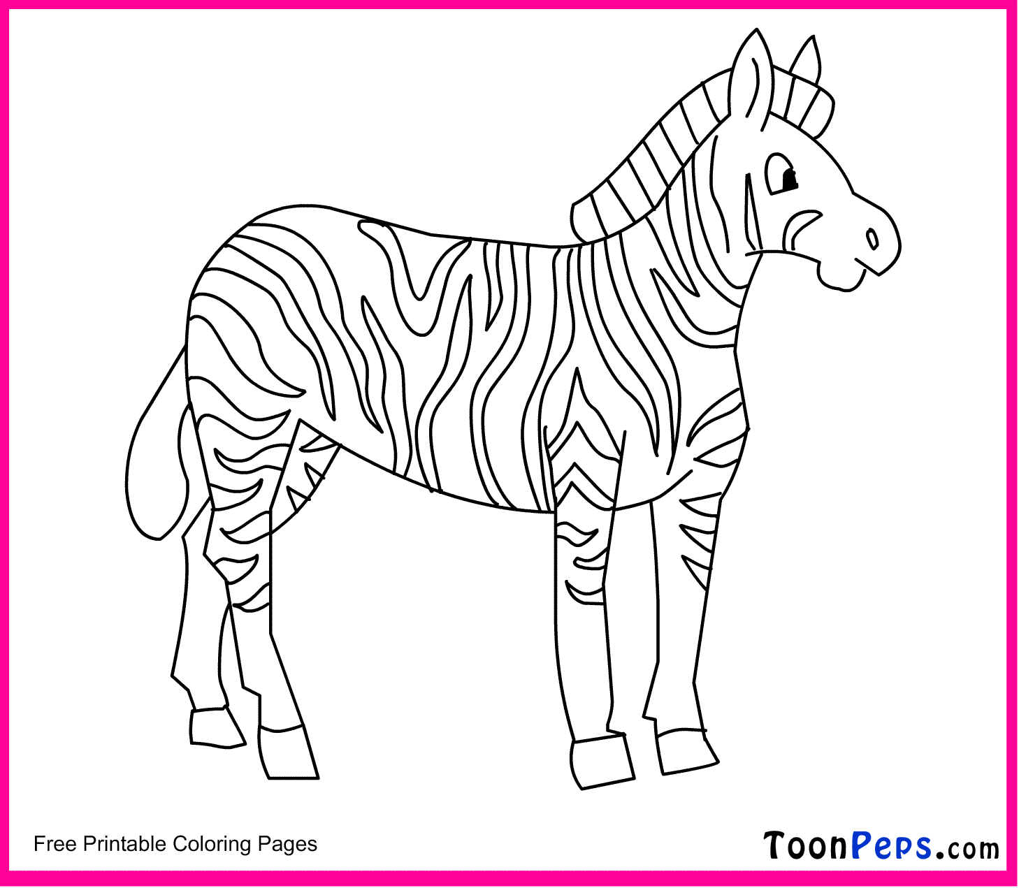 Toonpeps free printable pages. Clipart zebra coloring