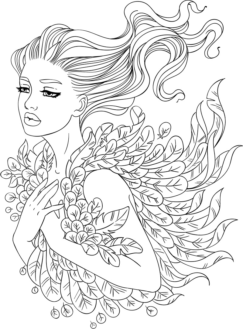 feather clipart colouring page