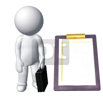 Businessman with case and. Clipboard clipart animated