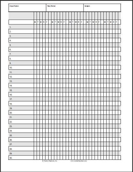 organized clipart attendance sheet