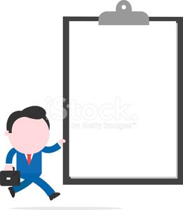 Businessman holding and running. Clipboard clipart big