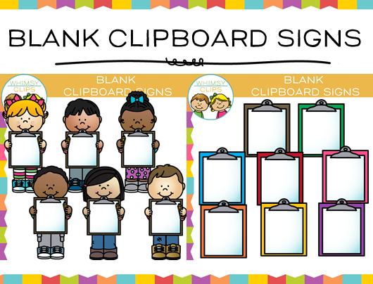 Clipboard clipart blank. Kids with signs clip