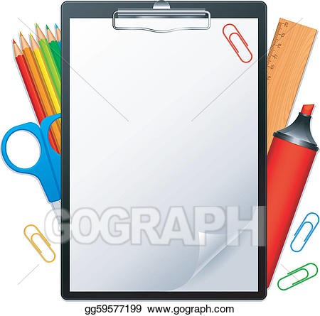 Clipboard clipart blank page. Vector and tools illustration