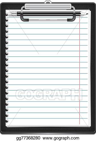 Clipboard clipart lined notepad. Eps vector with pencil