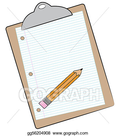 With pencil and paper. Clipboard clipart lined notepad