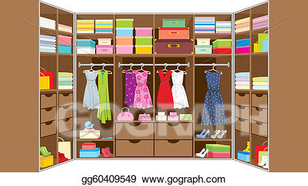 Closet clipart closet full clothes. Vector stock wardrobe room