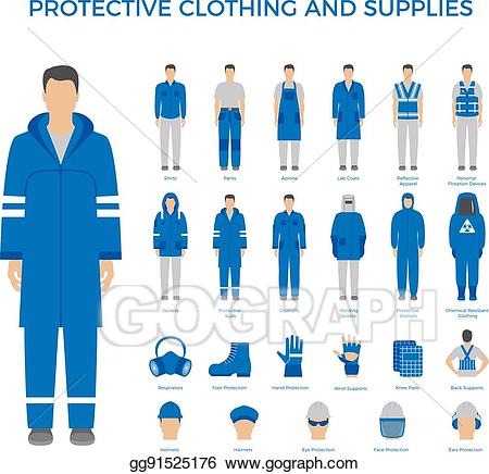 Clothes clipart construction. Vector protective and equipment