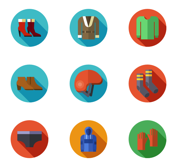  winter packs vector. Clothes clipart icon