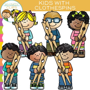 Kids with clothespins by. Clothespin clipart clip art