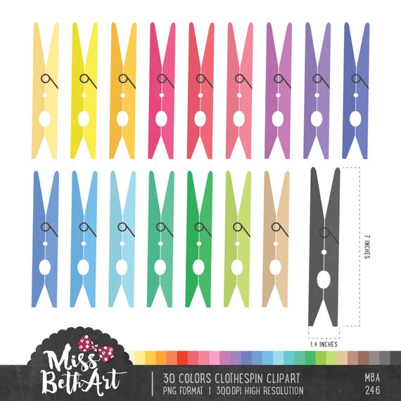 Clothespin clipart colored.  colors instant download