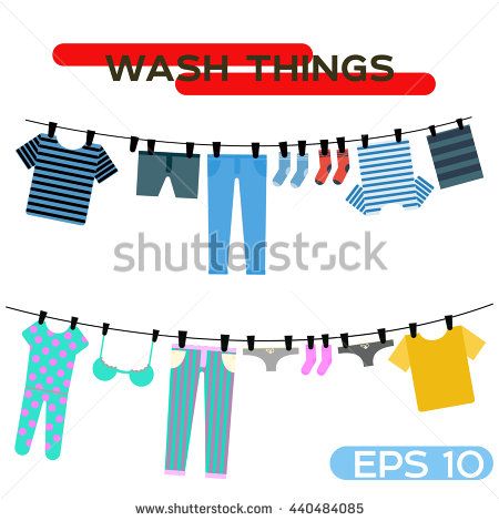 Clothespin clipart laundry line. Vector illustration wash things
