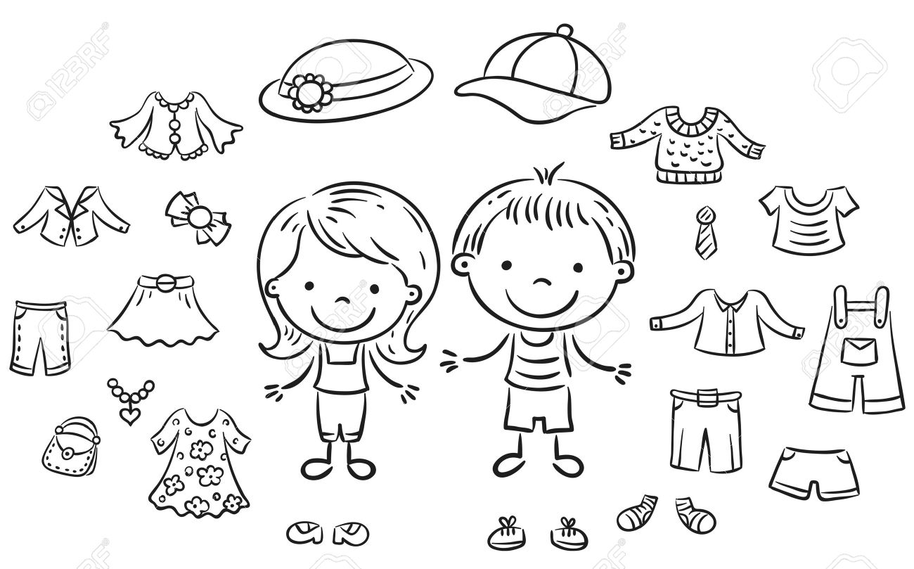 clothing clipart black and white