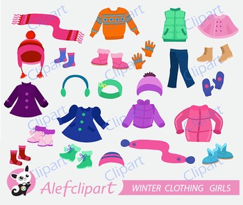 Clothing clipart seasonal clothing. Winter set for girls