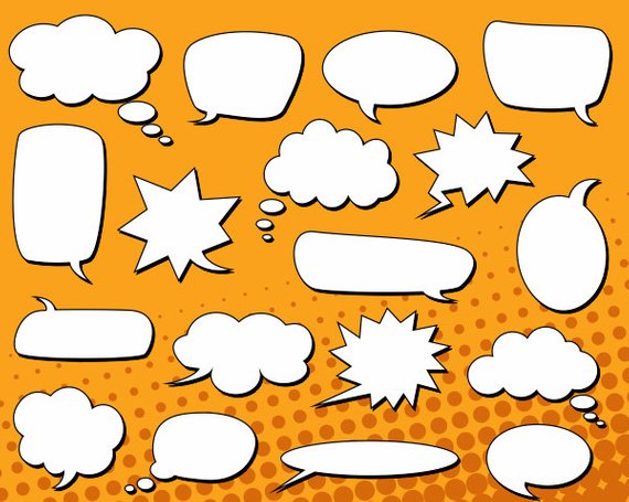 Speech bubbles clip art. Clouds clipart comic book