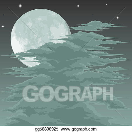 Eps vector spooky moonlit. Clouds clipart creepy