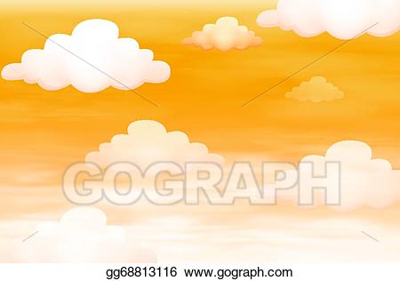 Vector art sky with. Clouds clipart orange