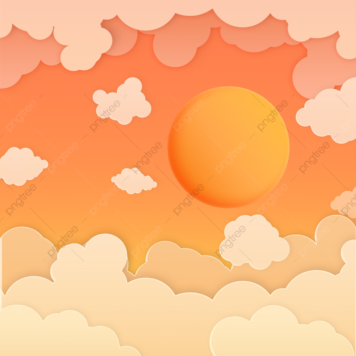 Sky background with paper. Cloudy clipart afternoon