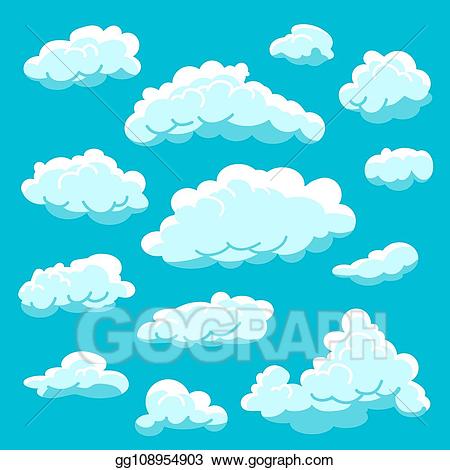 Vector set cartoon clouds. Cloudy clipart cloudy sky