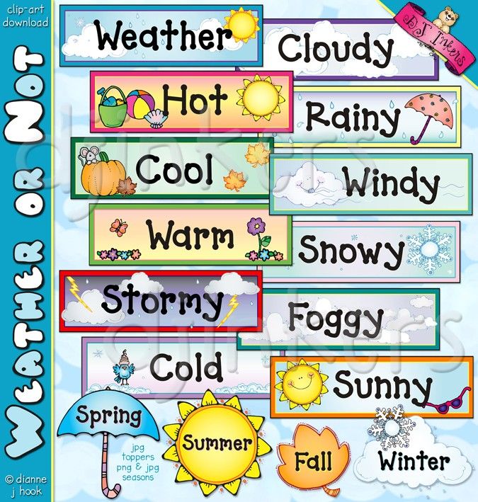 Clip art toppers . Words clipart weather