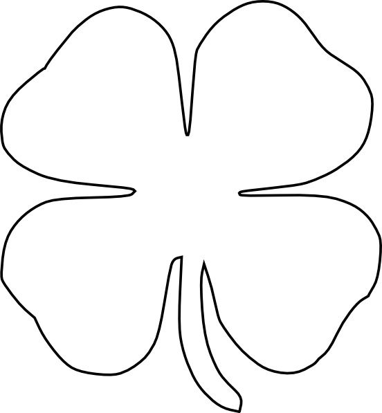 Four leaf vector clip. Clover clipart drawing